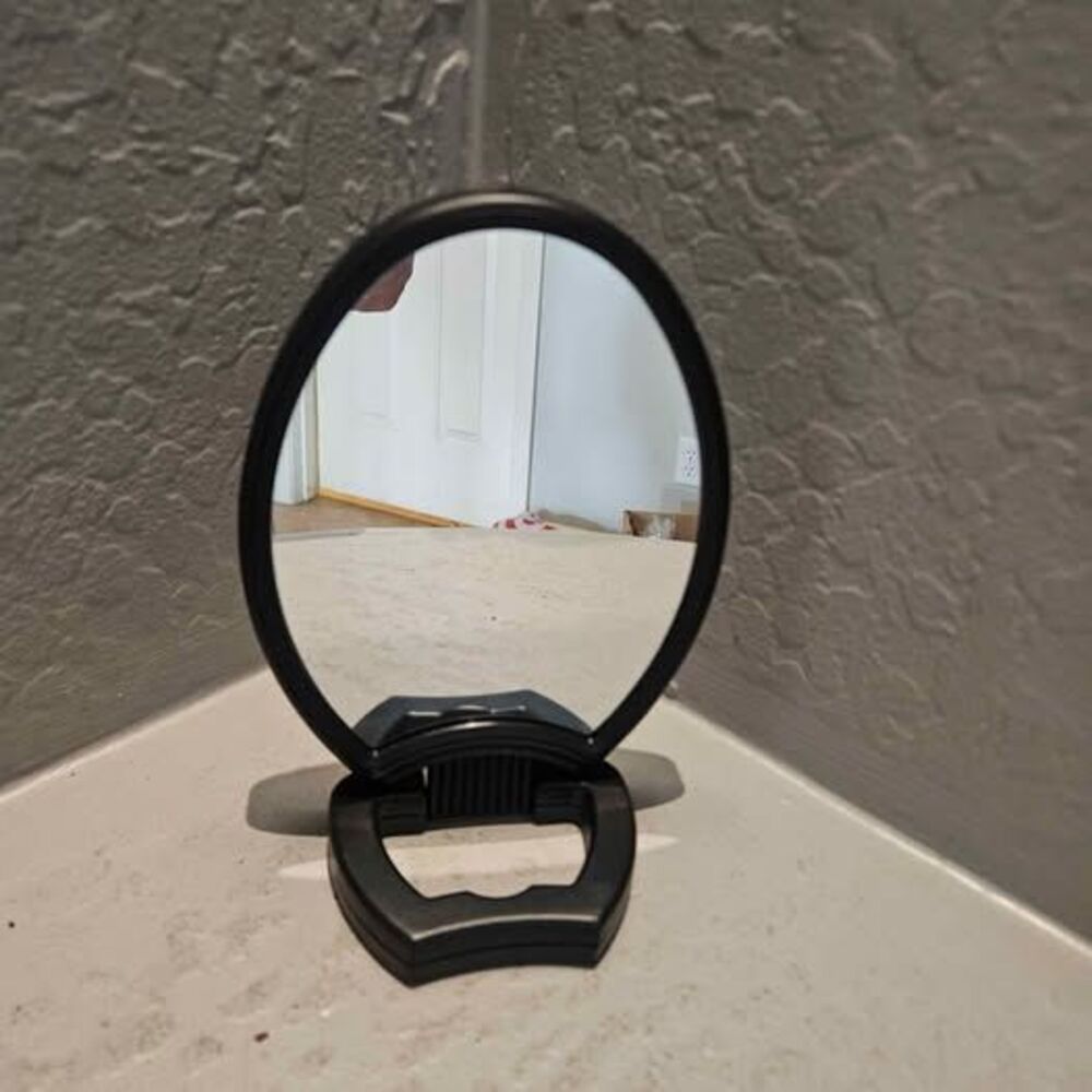 Black Foldable Handheld Tabletop Mirror